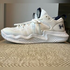 Under Armour Women’s Flow Ace Low White and Navy Volleyball Shoes